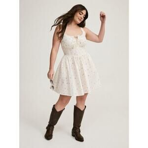 Torrid 20 Plus Floral Corset Mini Dress NWT White Sleeveless Fit & Flare Cottage